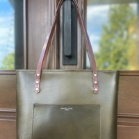 The Britt Zippered Tote- Harness Leather