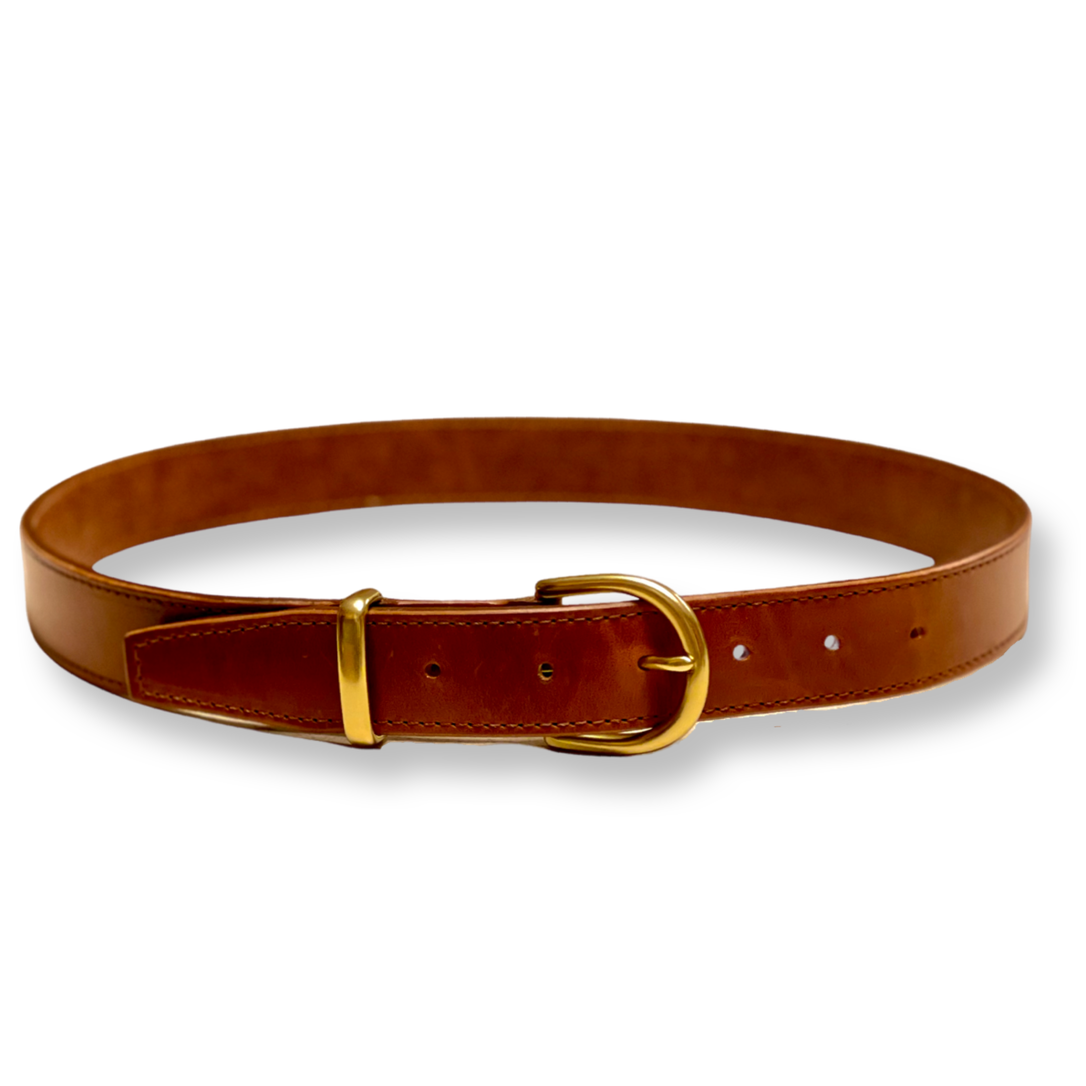 brown dress belt gold buckle Men's Brown Leather Dress Belt - Gold Buckle - Size 32