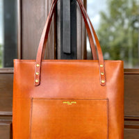 The Britt Zippered Tote- Harness Leather