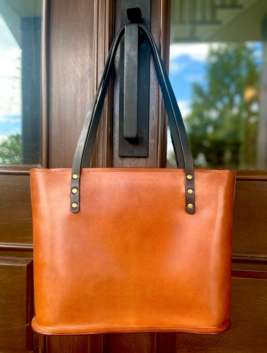 The Britt Zippered Tote- Harness Leather
