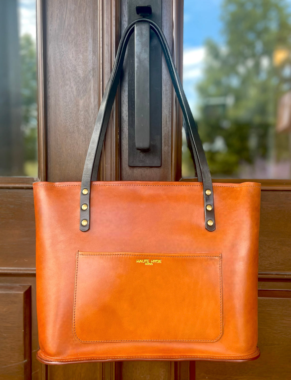 The Britt Zippered Tote- Harness Leather