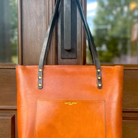 The Britt Zippered Tote- Harness Leather