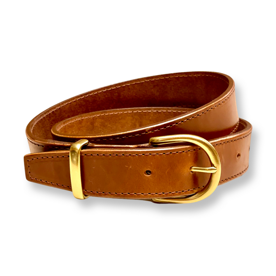 Leather Dress Belt- Round Buckle